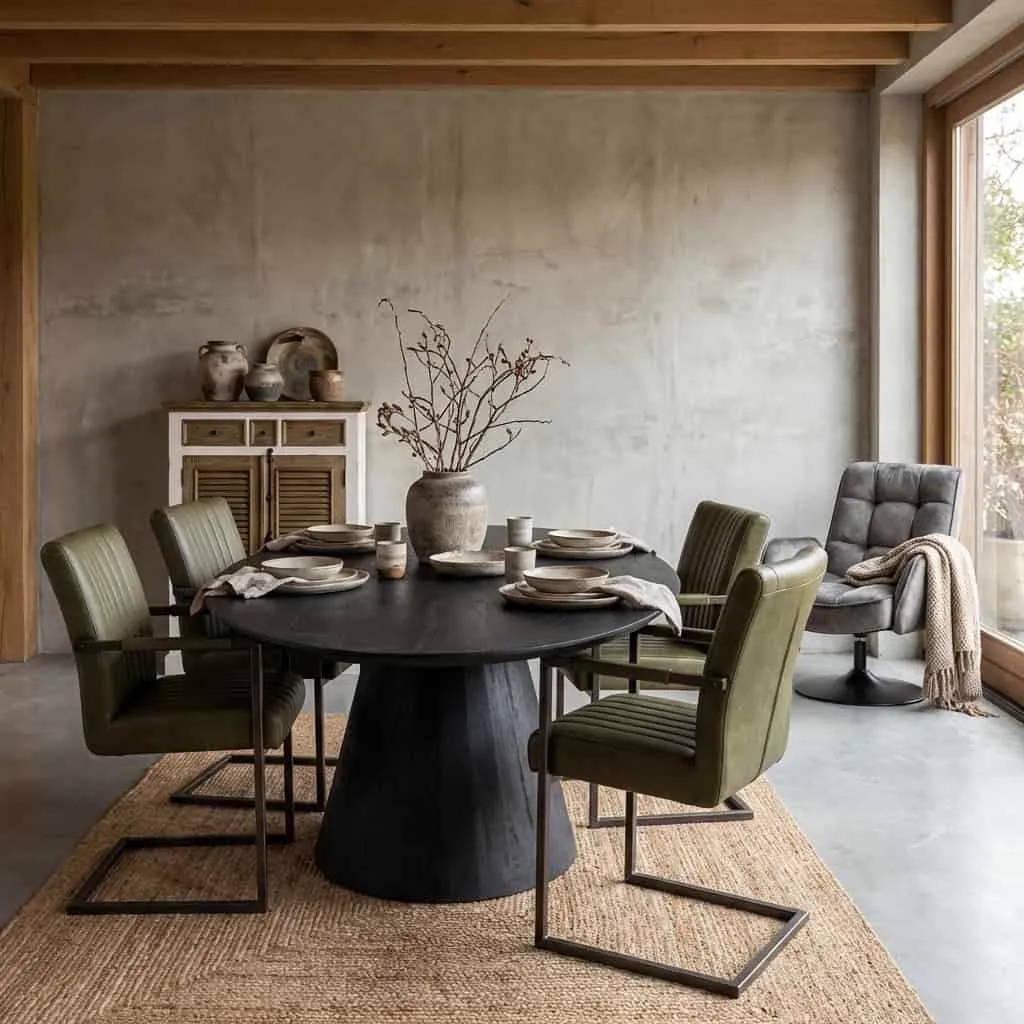 Premana dining table black oval - Tower Living
