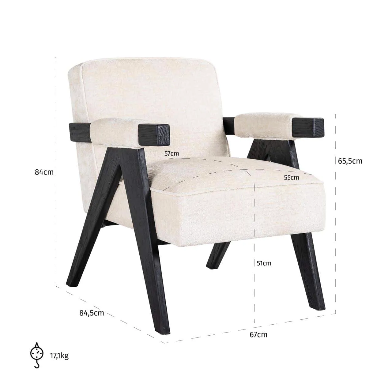 Lounge chair Cooper white chenille - Richmond Interiors