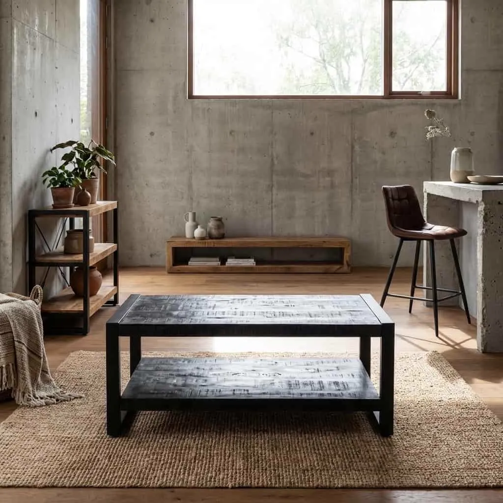 Coffee Table Britt Black with Shelf 110 - Benoa