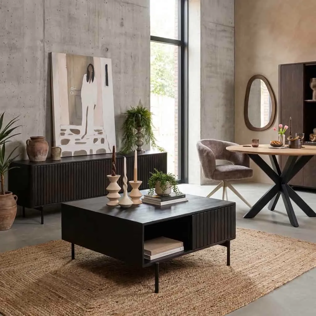 Salontafel Madison Black | 80 cm | Vierkant - Starfurn