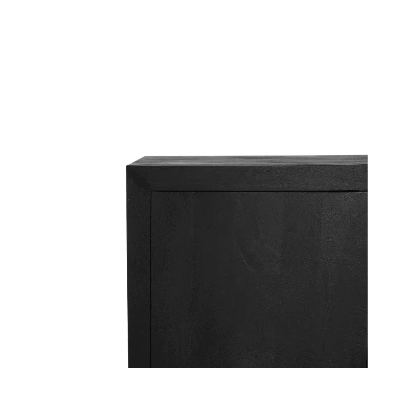 Detailansicht der Seite des Sideboard Brüssel Schwarz Mangoholz 200 cm vor einem weißen Hintergrund - Starfurn