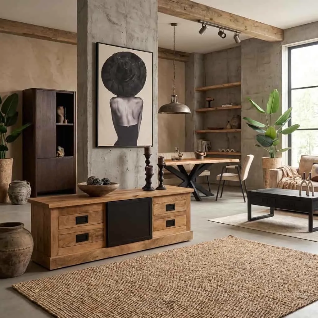 TV-Möbel Noa Natur Mangoholz 155 cm - Starfurn