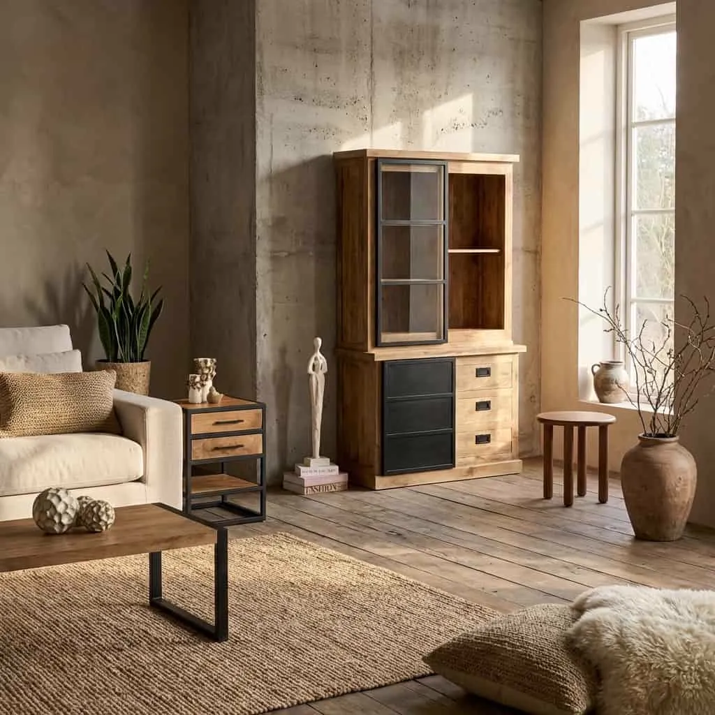 Vitrine Noa Natur Mangoholz 120 cm - Starfurn