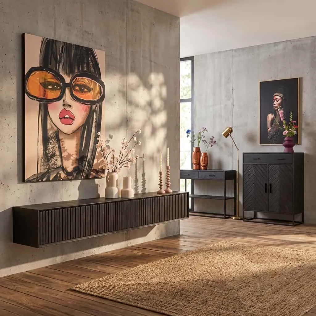 Floating TV unit Madison Black | 240 cm - Starfurn