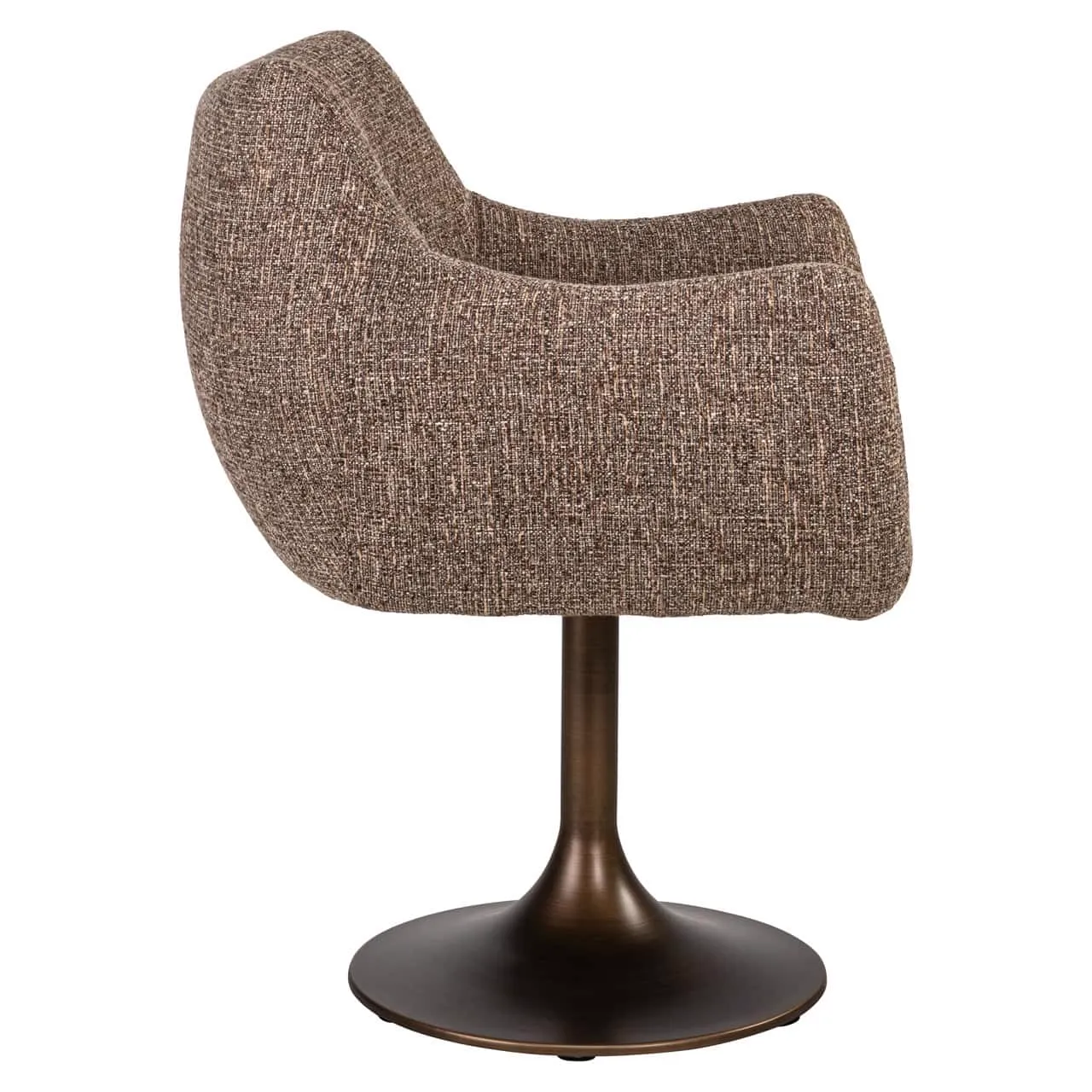 Esszimmerstuhl Aldo brown tweed Drehstuhl von Richmond Interiors, schräg von hinten fotografiert auf weißem Hintergrund