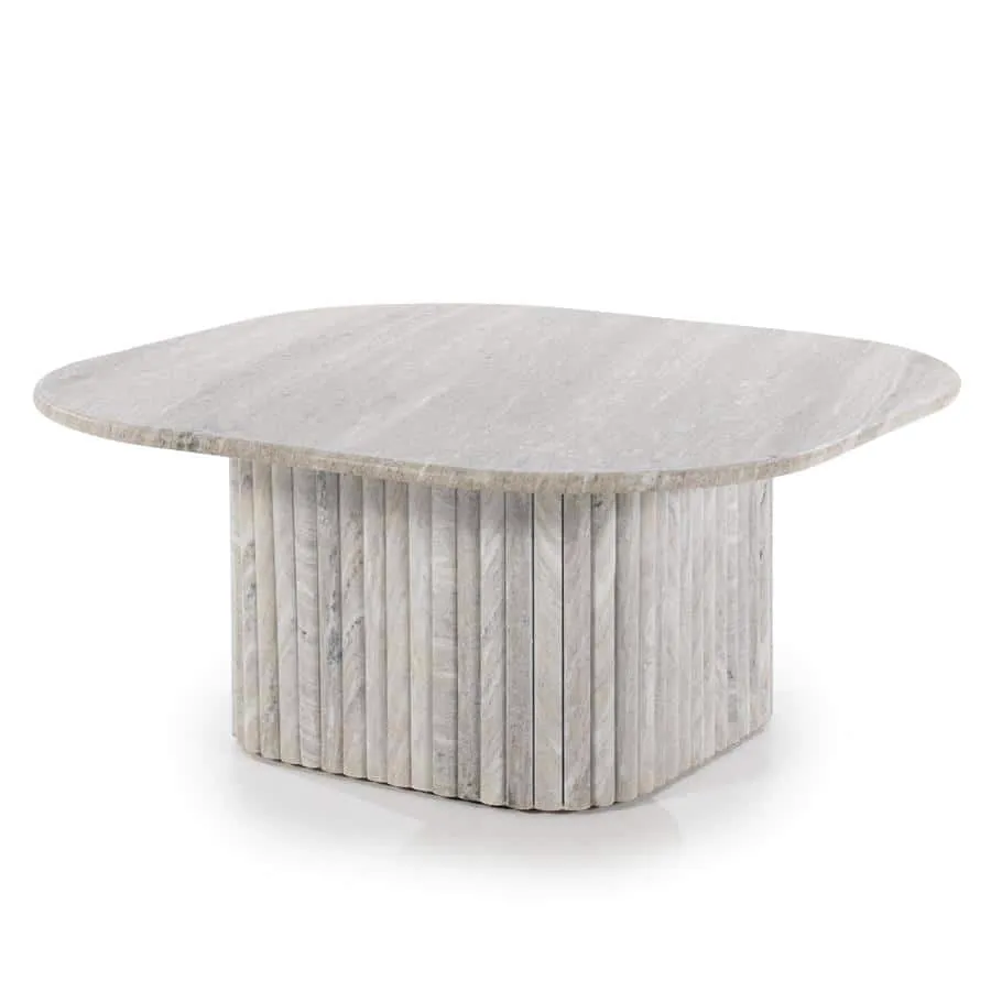 Dorique Coffee Table Brown Marble & Mango Wood - By-Boo