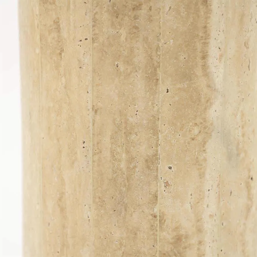 Table Lamp Amara Small Natural Travertine & Linen - By-Boo