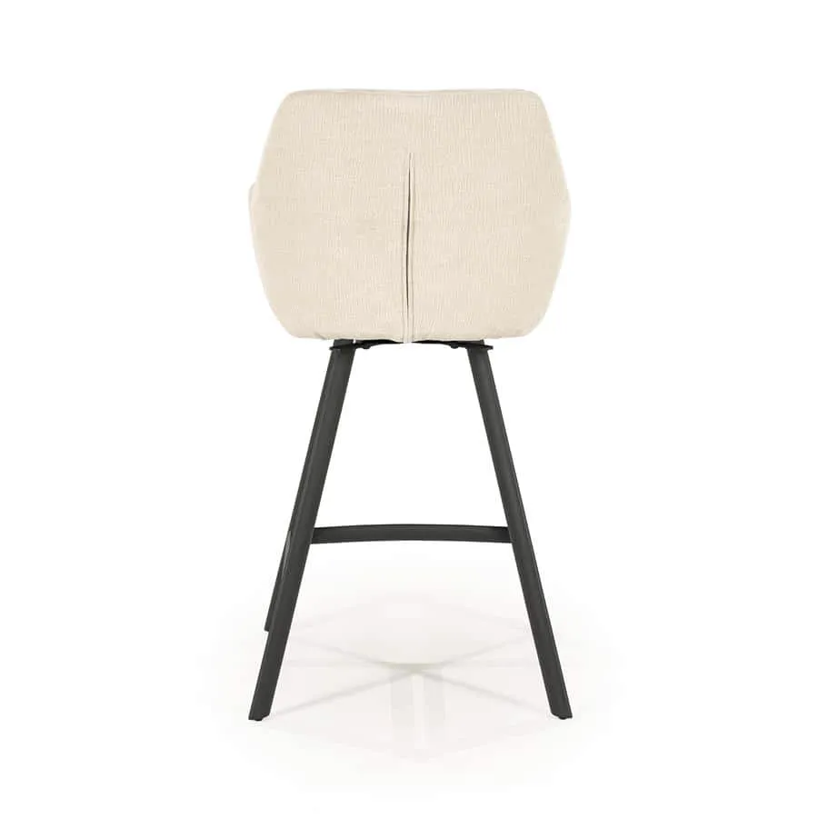 Barhocker Bliss mit Armlehne - Beige, von hinten auf weißem Hintergrund - By-Boo
