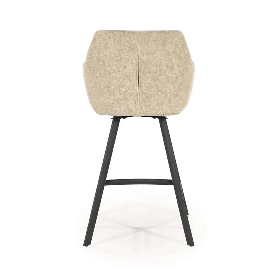 Barhocker Bliss mit Armlehne in Taupe, von hinten auf weißem Hintergrund - By-Boo