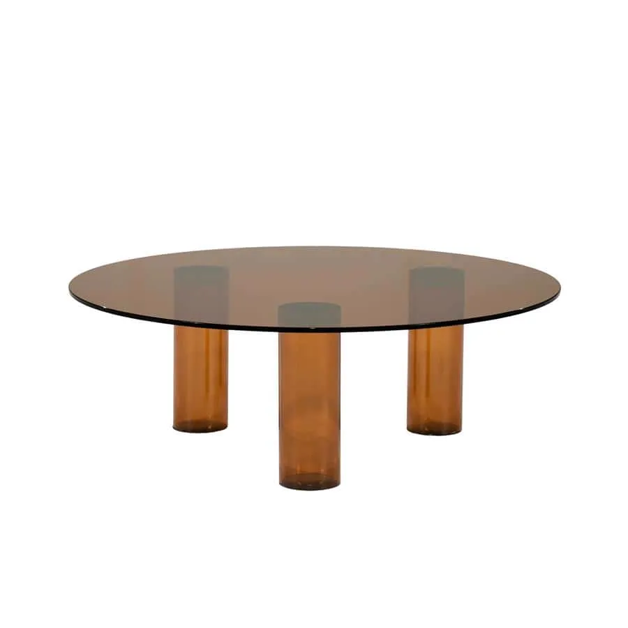 Couchtisch Aero Glas & Resin Braun auf weißem Hintergrund, von vorne gesehen - By-Boo