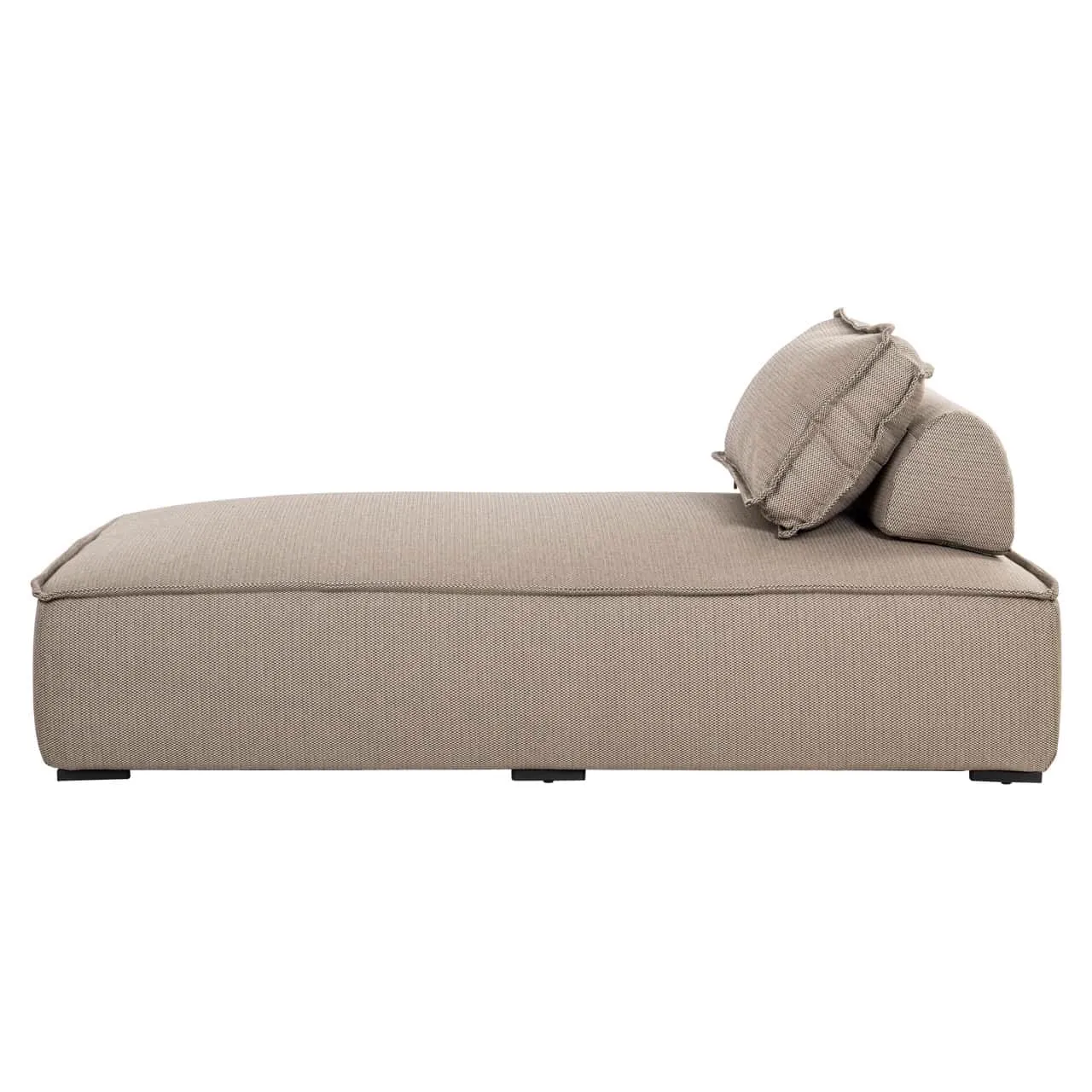 Outdoor-Liegebett Jondal Taupe auf weißem Hintergrund, von der Seite fotografiert - Richmond Interiors