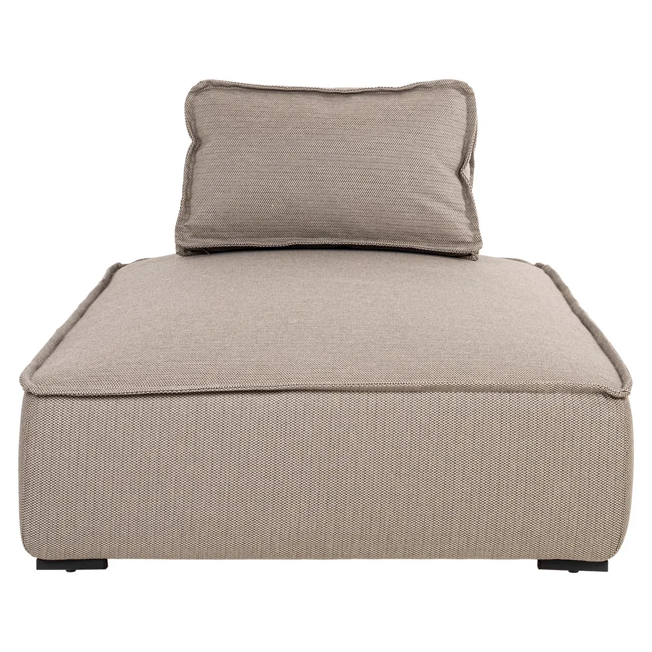 Outdoor-Liegebett Jondal Taupe auf weißem Hintergrund, mit einem Kissen und sichtbaren Nähten - Richmond Interiors