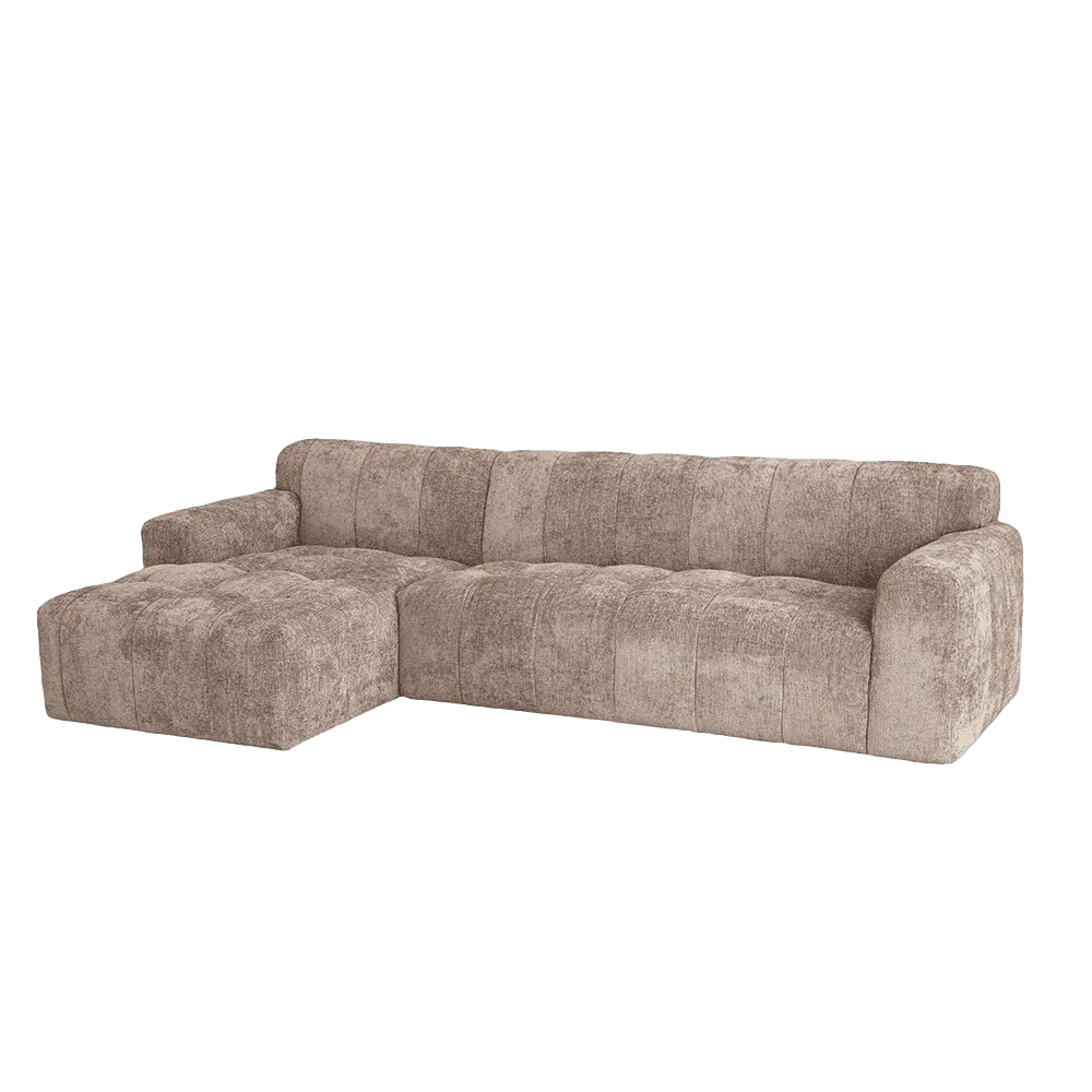 Austin 2 5-AR + Chaise L - Haga 39 cappuccino Sofa auf weißem Hintergrund - Tower Living