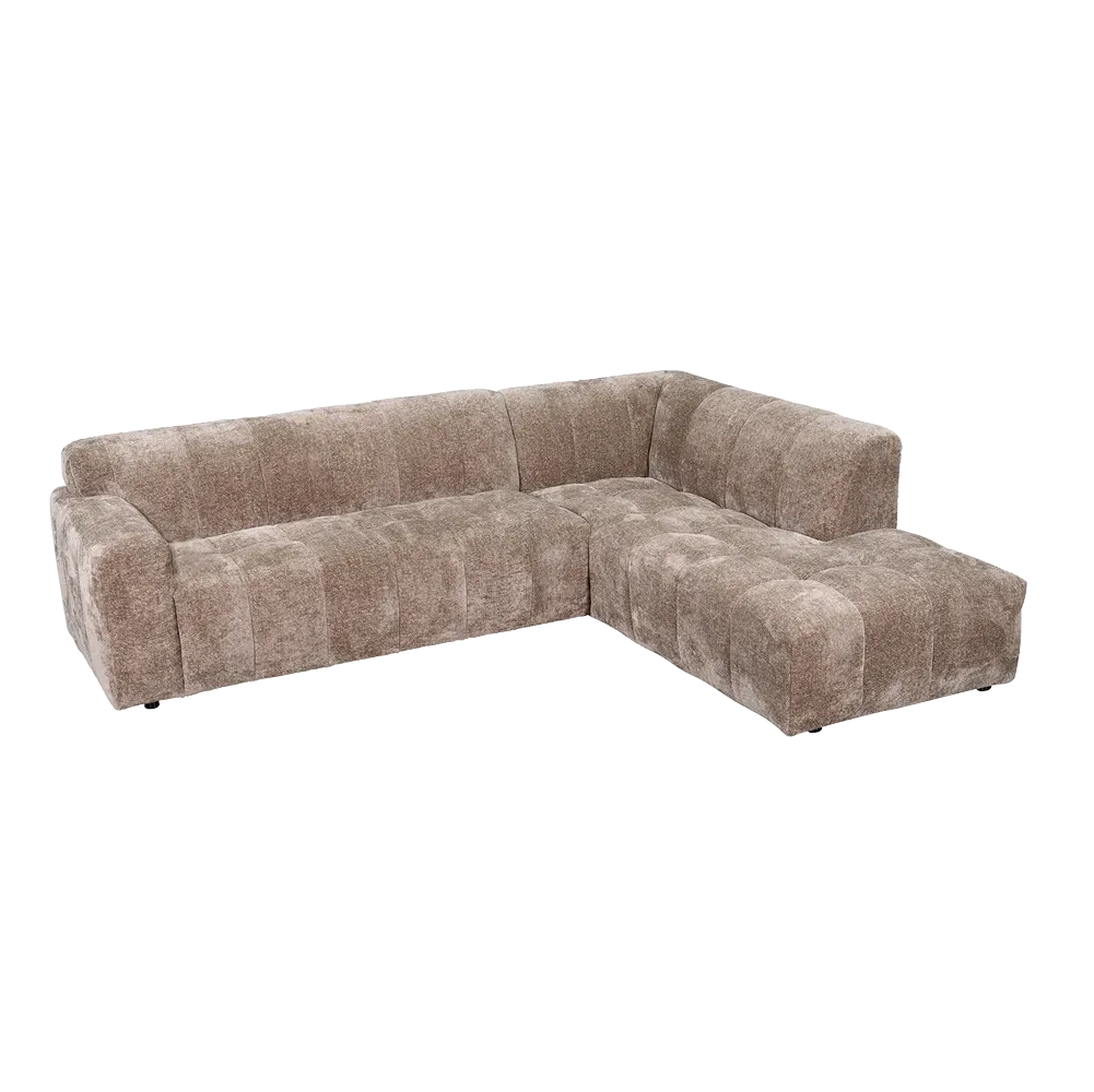 Austin 2 5-AL + Ottoman R - Haga 39 cappuccino Sofa auf weißem Hintergrund, aus einer niedrigen Perspektive - Tower Living
