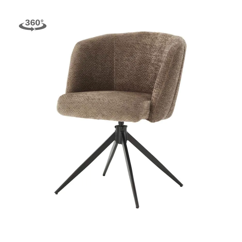 Cuvio Armlehnstuhl - Movie 12 Taupe auf weißem Hintergrund, mit einem 360-Grad-Symbol oben links - Tower Living