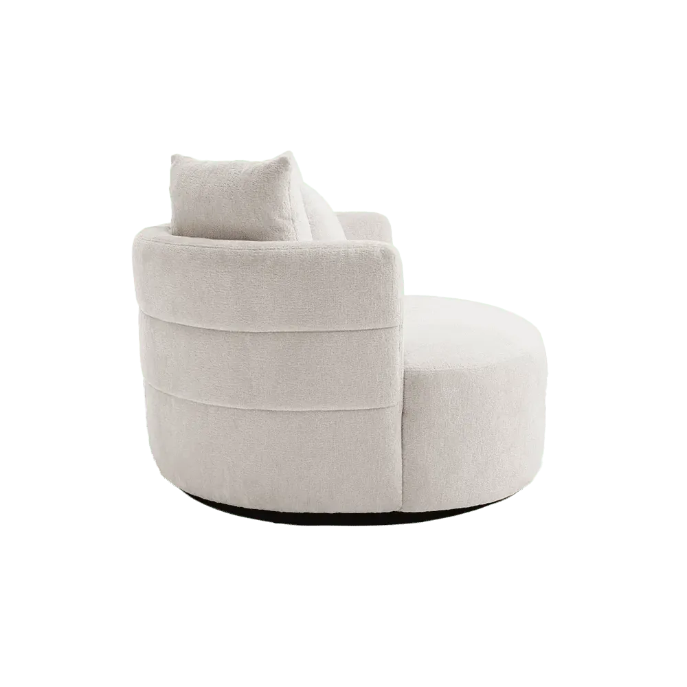 Der Bolza Sessel in Trenza 6 ivory, drehbar, aus schräger Perspektive auf weißem Hintergrund - Tower Living