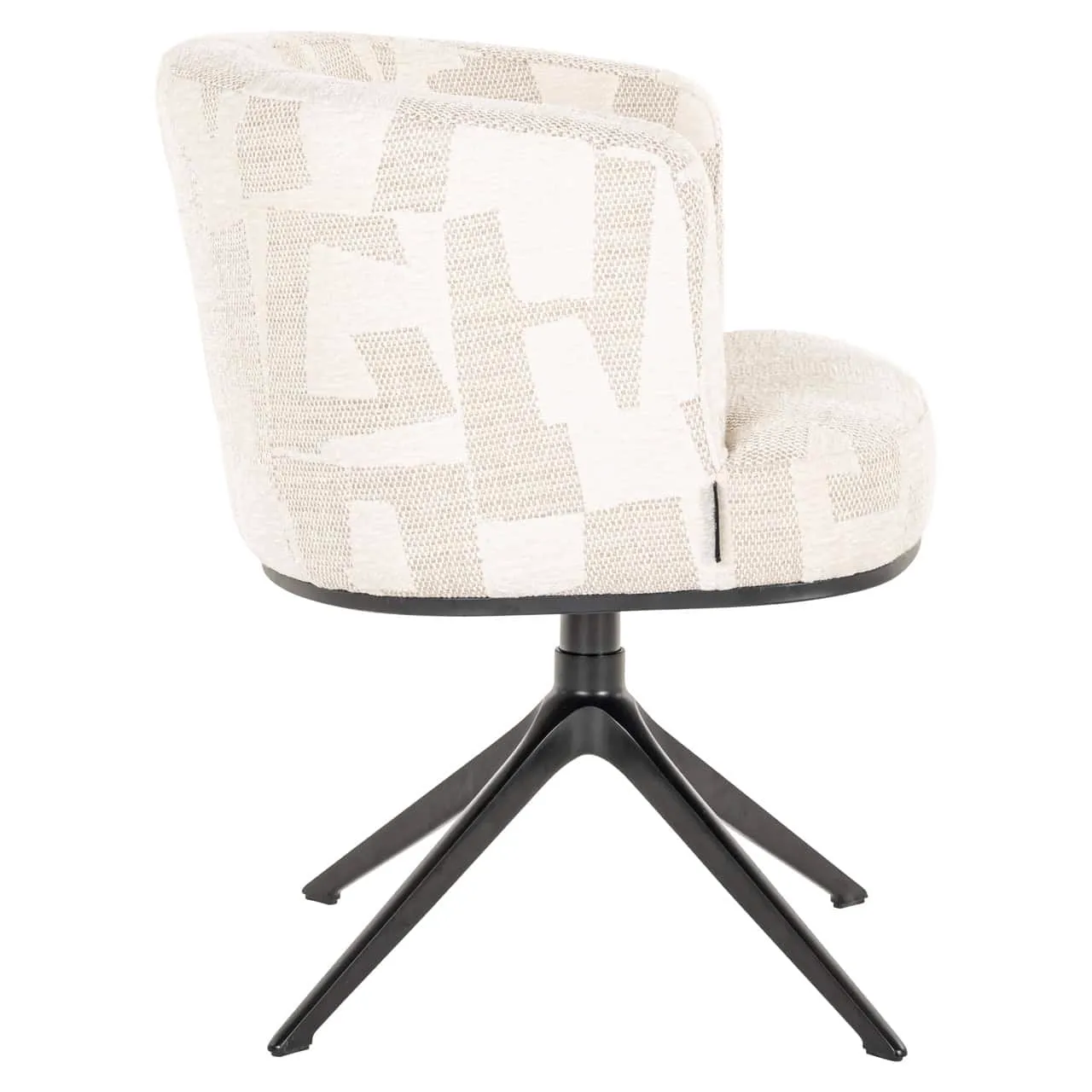 Esszimmerstuhl Cheyenne beige graphic swivel auf weißem Hintergrund, schräg von hinten fotografiert - Richmond Interiors