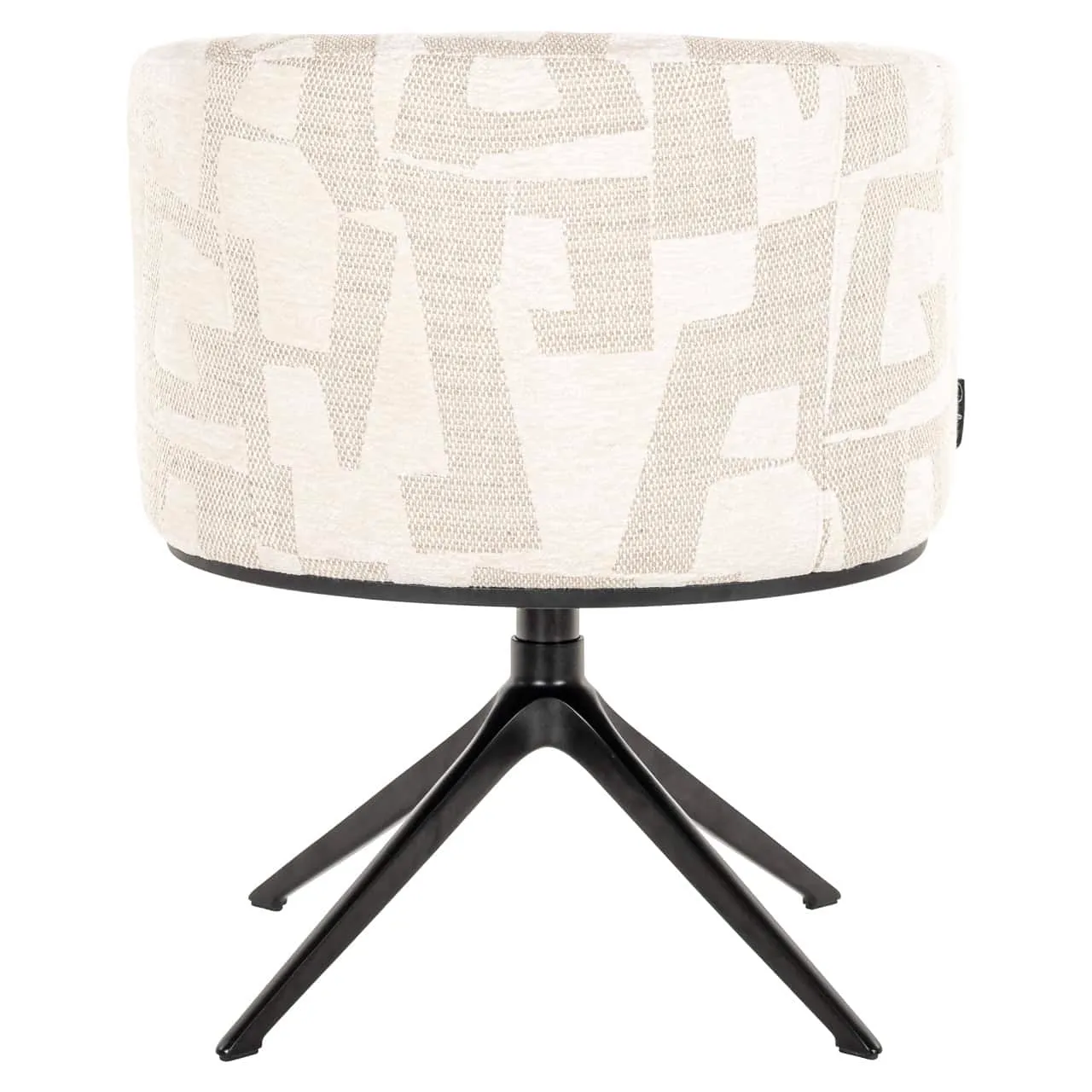 Esszimmerstuhl Cheyenne beige graffic swivel auf weißem Hintergrund, von hinten gesehen - Richmond Interiors