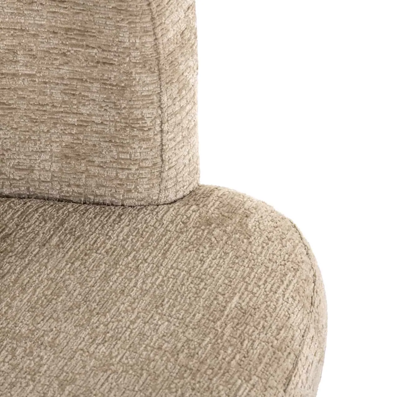 Nahaufnahme der Sitzfläche und Rückenlehne des Essstuhls Cheyenne desert fusion swivel fire retardant, mit Fokus auf die Stofftextur - Richmond Interiors
