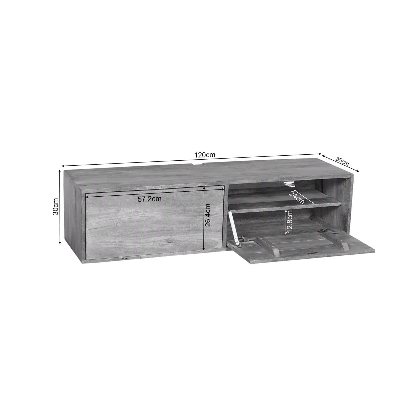 Floating TV unit Vision Natural Mango Wood 120 cm - Starfurn