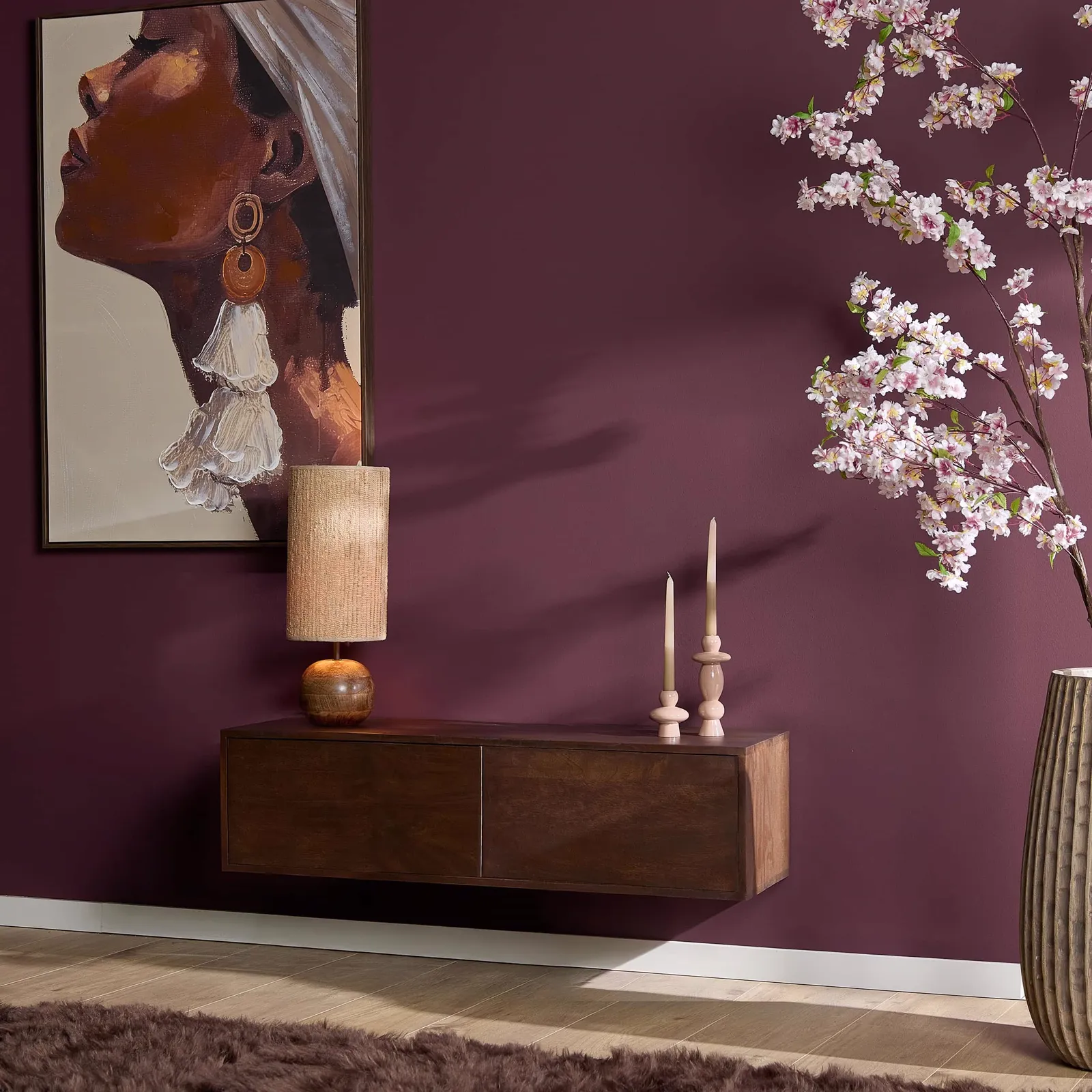 Floating TV Unit Vision Brown Mango Wood 120 cm - Starfurn