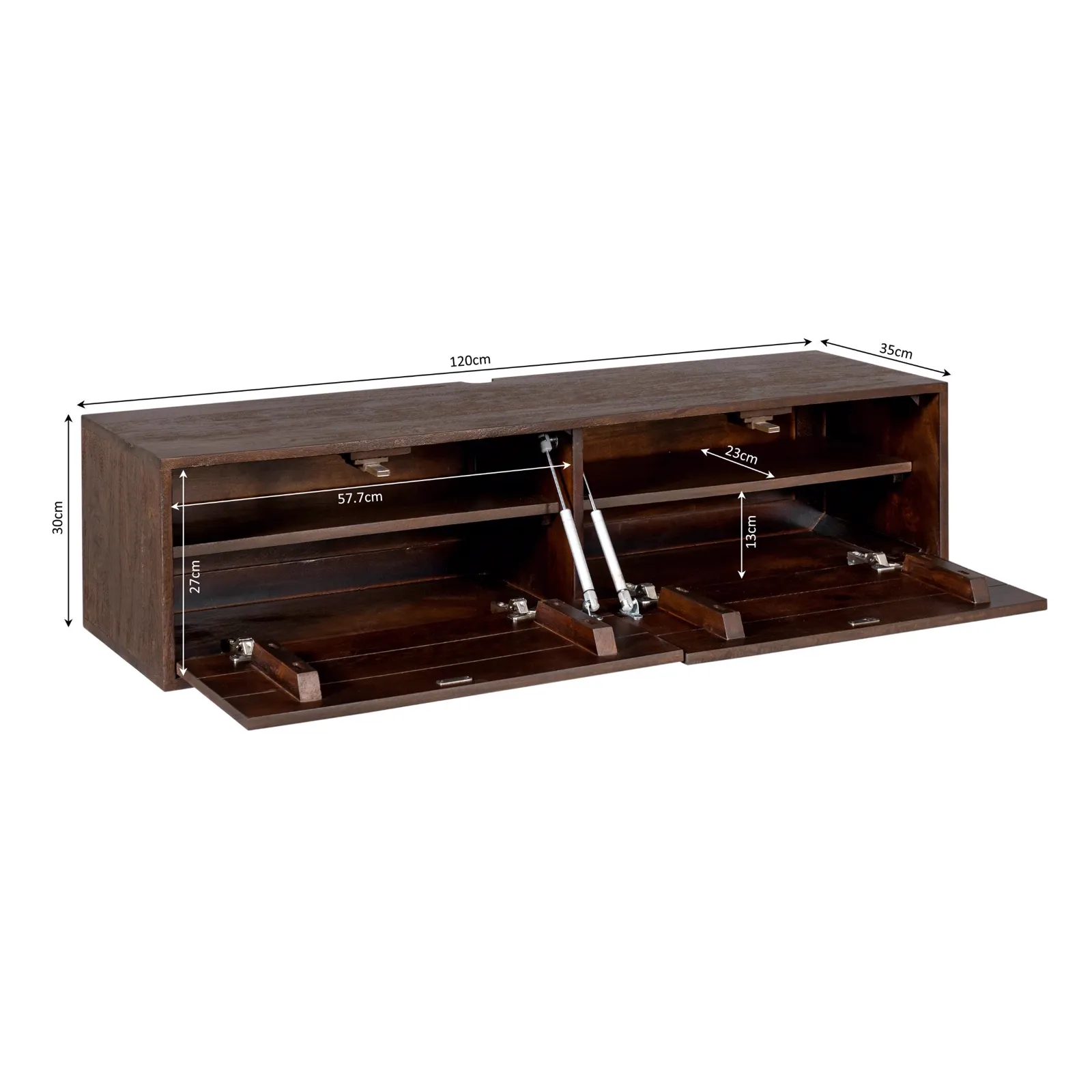 Floating TV Unit Vision Brown Mango Wood 120 cm - Starfurn