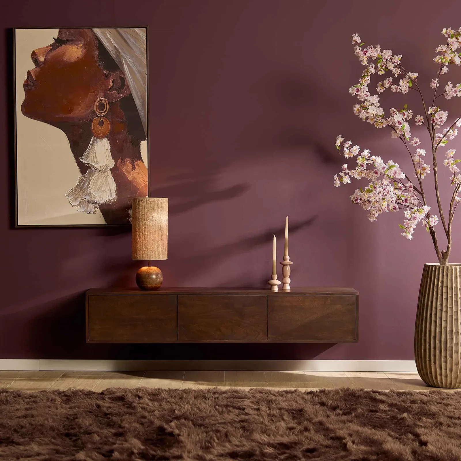 Floating TV Unit Vision Brown Mango Wood 160 cm - Starfurn