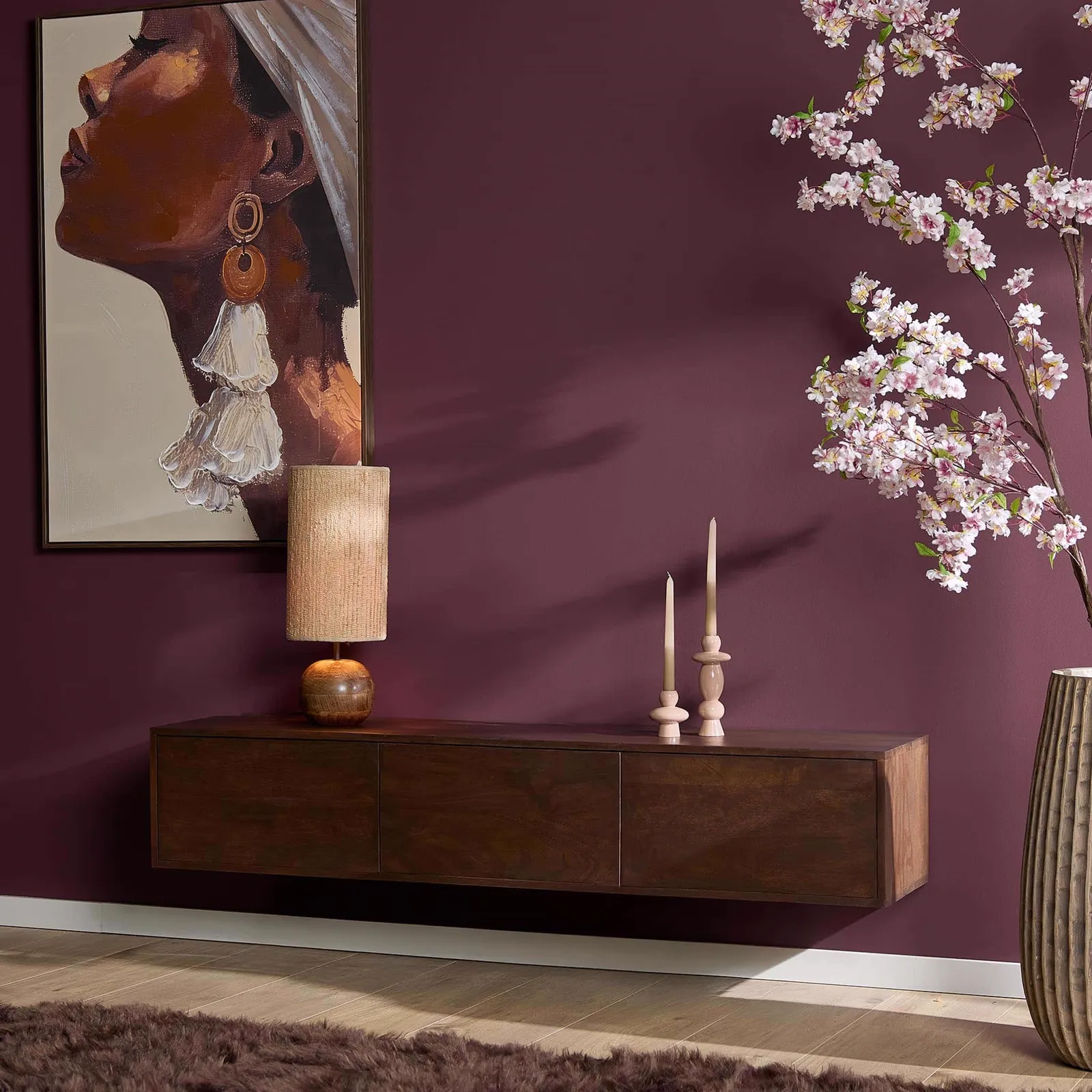 Floating TV Unit Vision Brown Mango Wood 160 cm - Starfurn