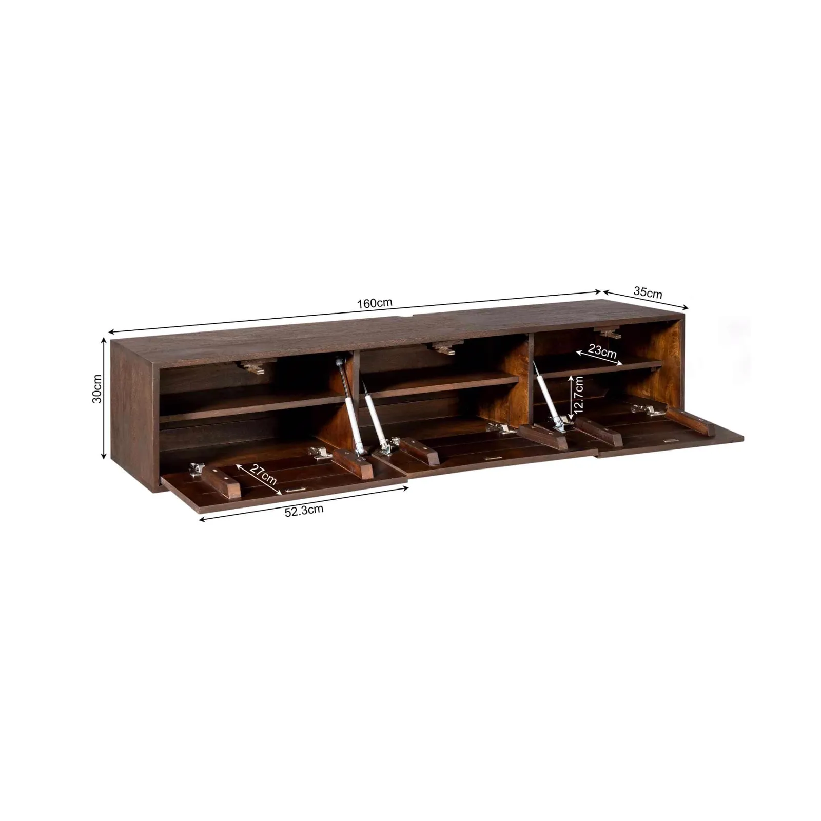 Floating TV Unit Vision Brown Mango Wood 160 cm - Starfurn