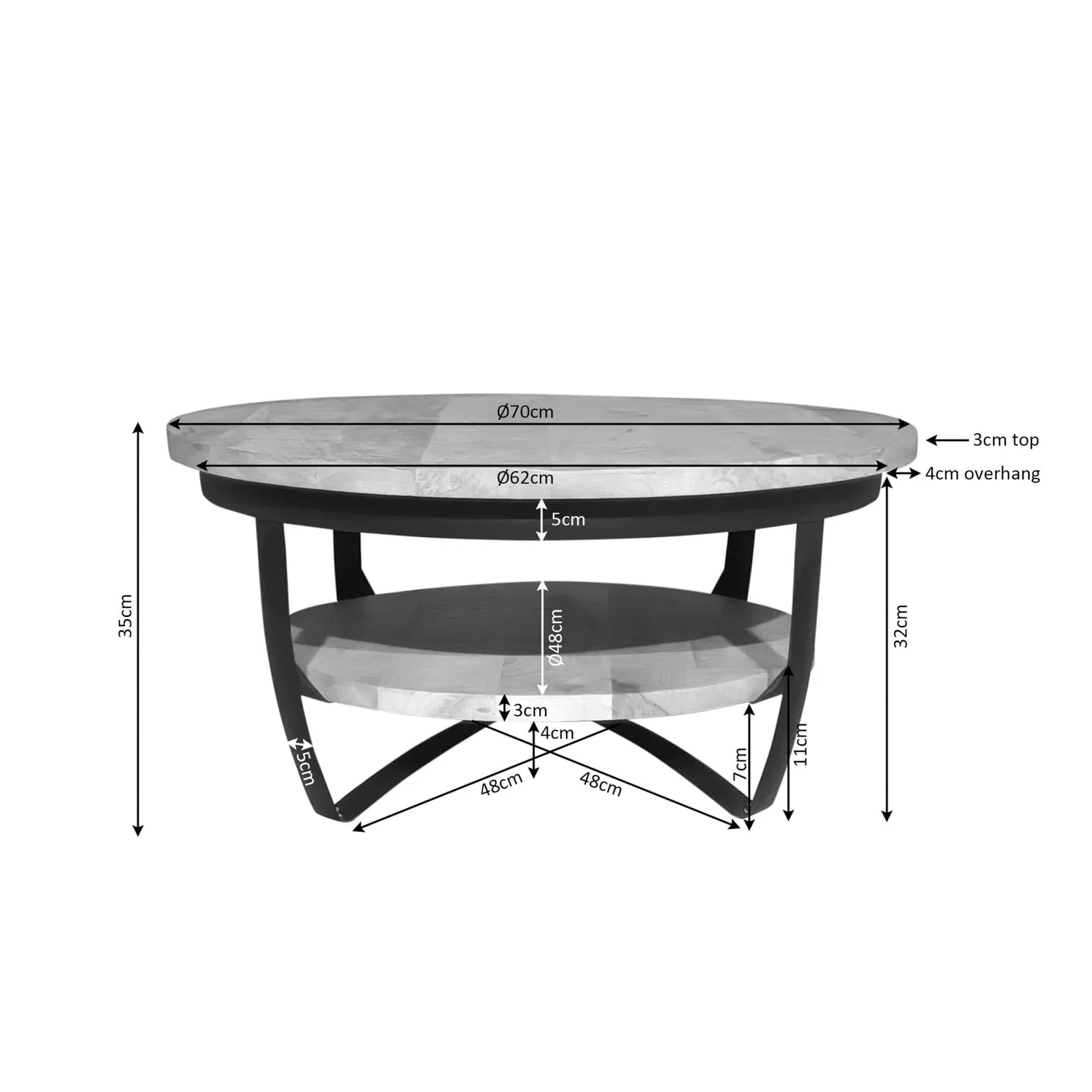 Paras Coffee Table Natural Mango Wood 70 cm - Starfurn