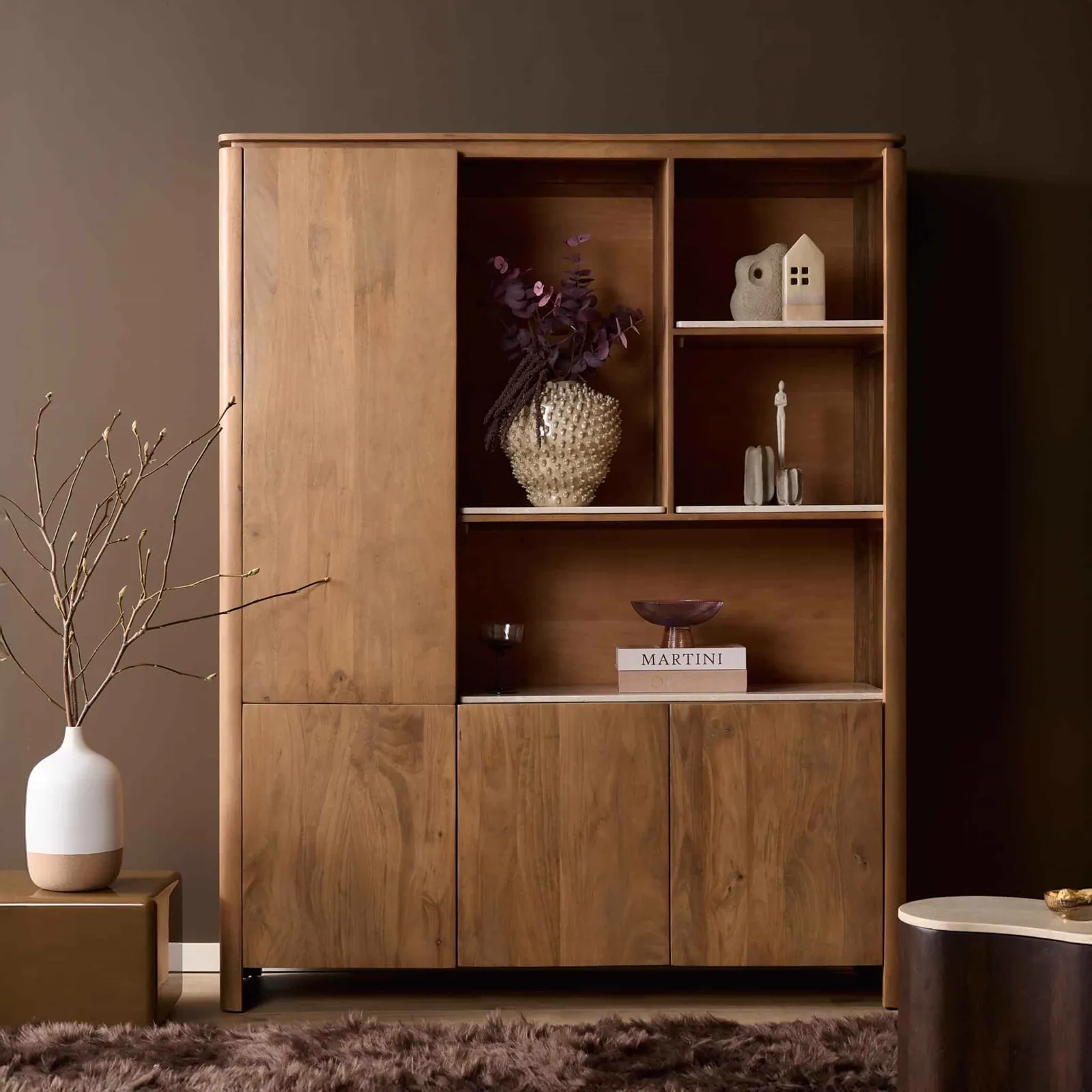 Open Cabinet XL Dallas Natural Mango Wood 160 cm - Starfurn