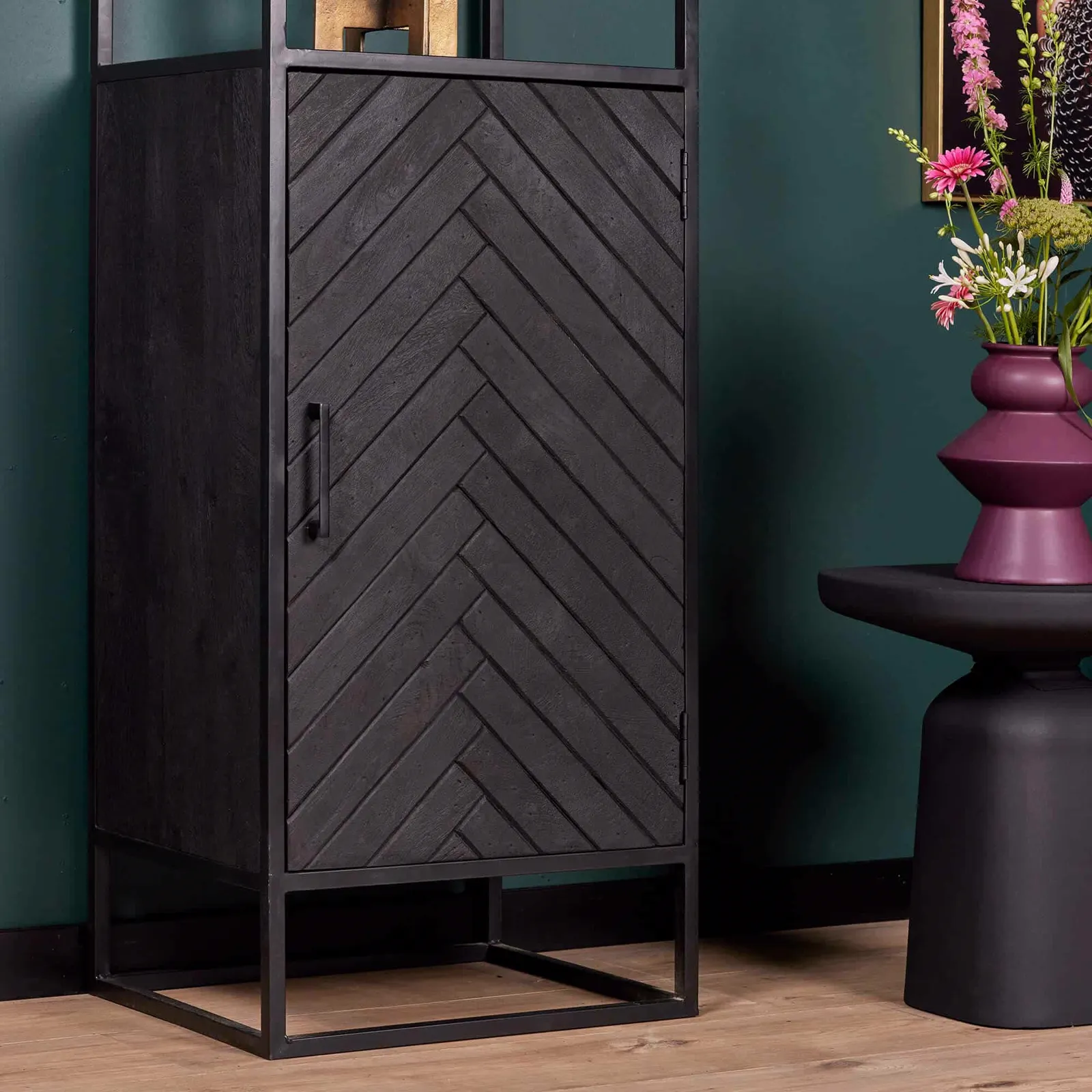 Bookcase New York Black Mango Wood 55 cm - Starfurn