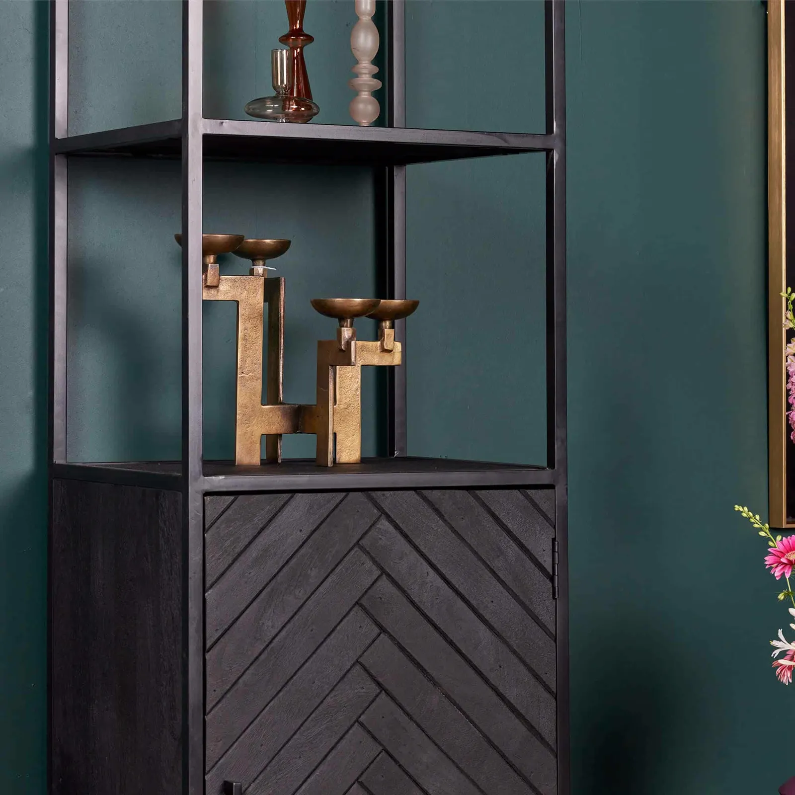 Bookcase New York Black Mango Wood 55 cm - Starfurn