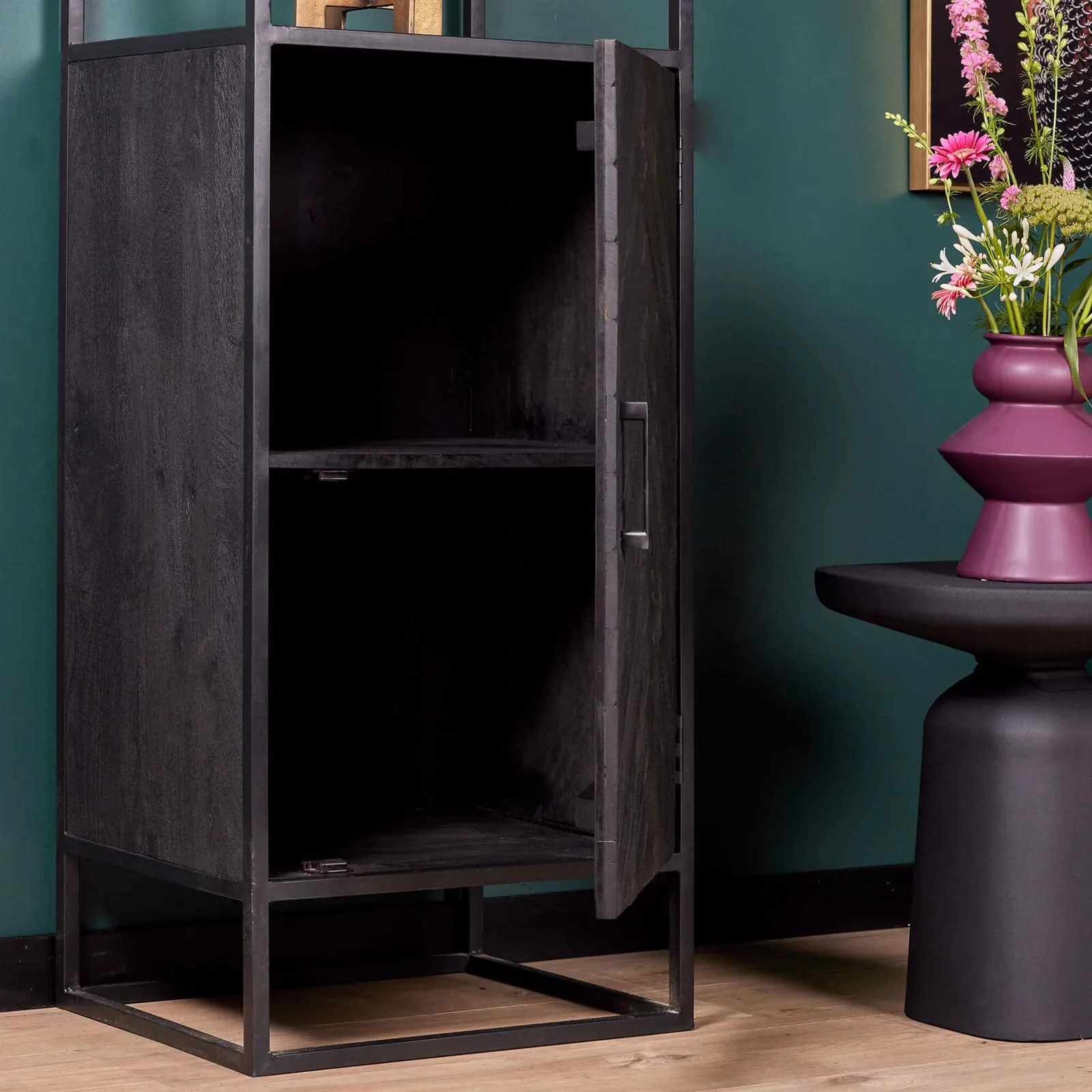 Bookcase New York Black Mango Wood 55 cm - Starfurn