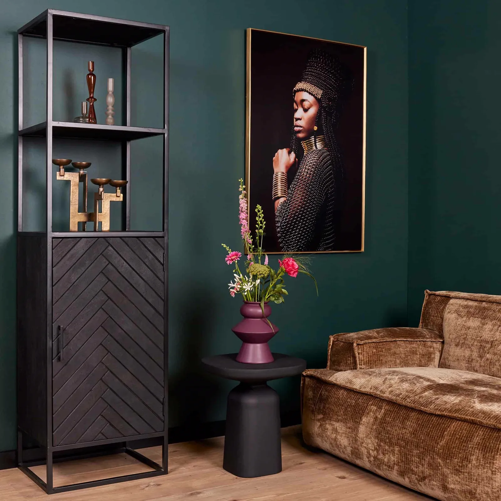 Bookcase New York Black Mango Wood 55 cm - Starfurn