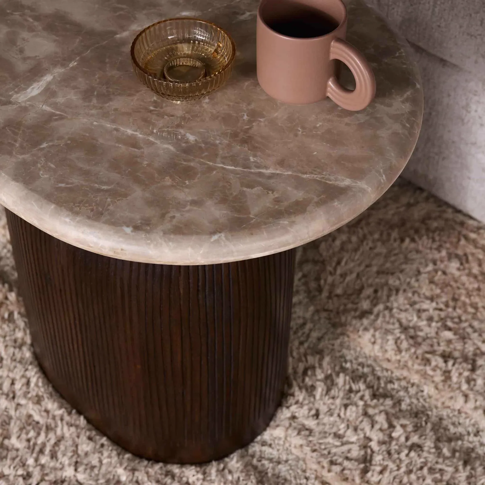 Side Table Noel Brown Marble 60 cm - Starfurn
