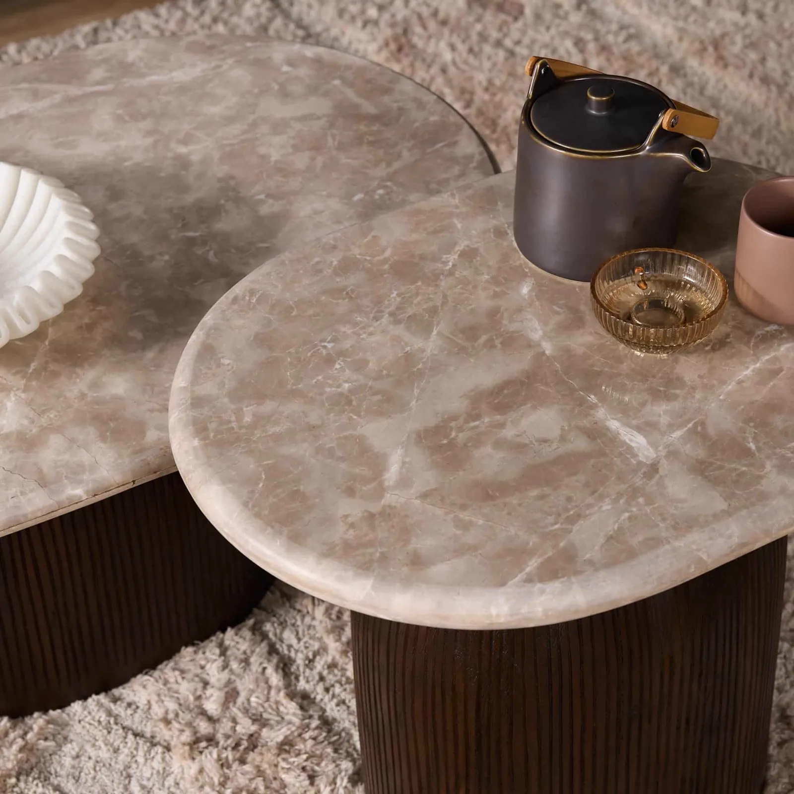 Coffee Table Noel Brown Marble 90 cm - Starfurn