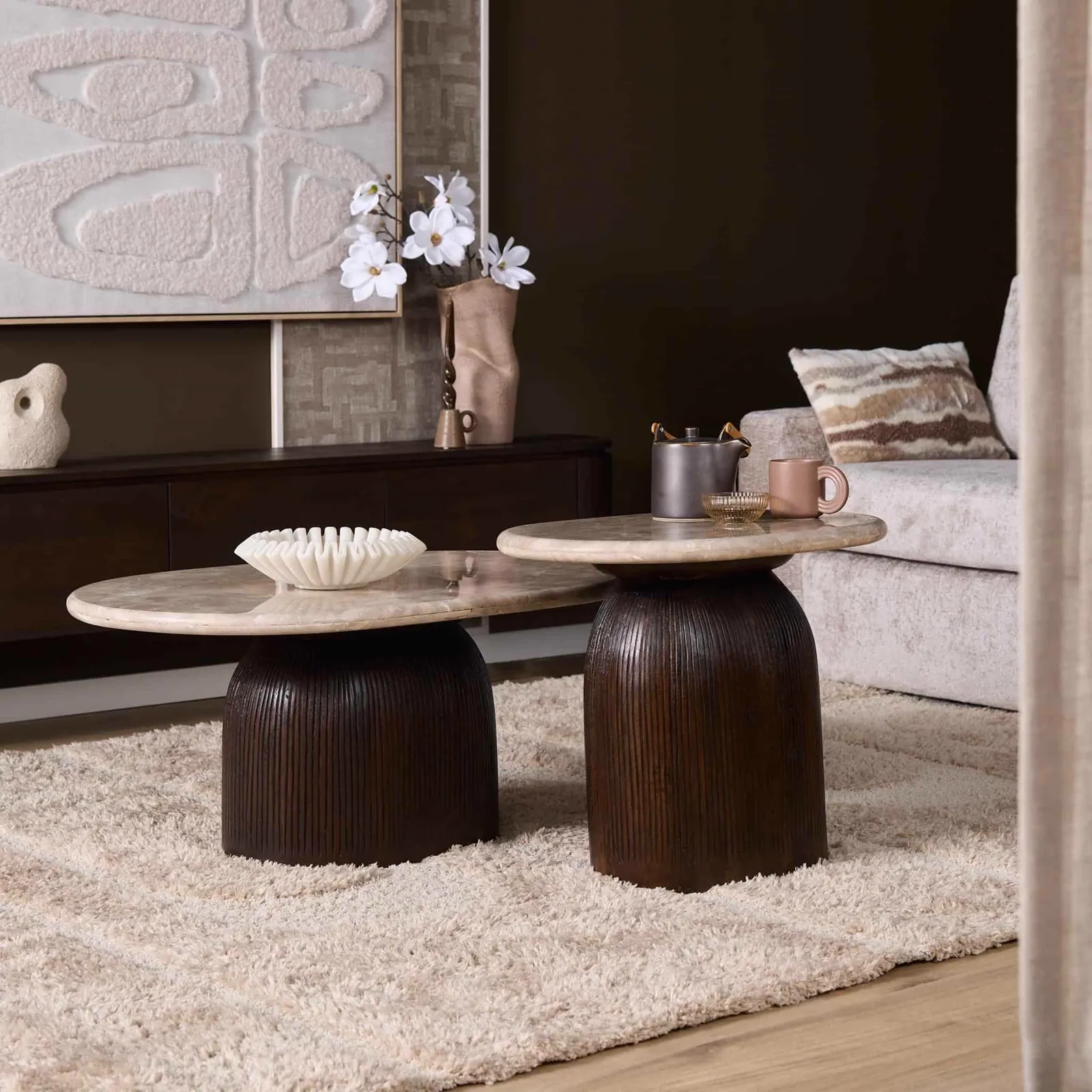 Coffee Table Noel Brown Marble 90 cm - Starfurn