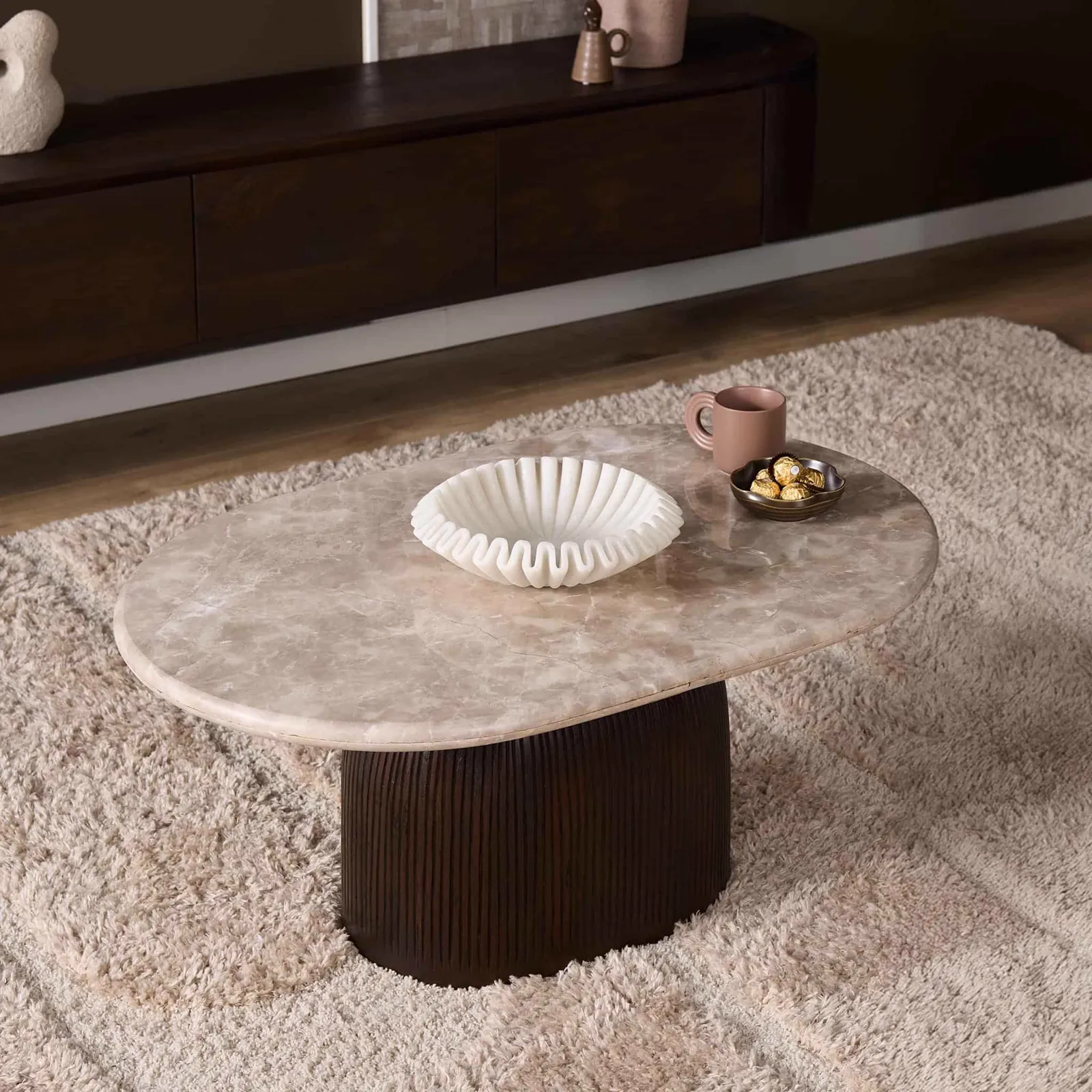 Coffee Table Noel Brown Marble 90 cm - Starfurn