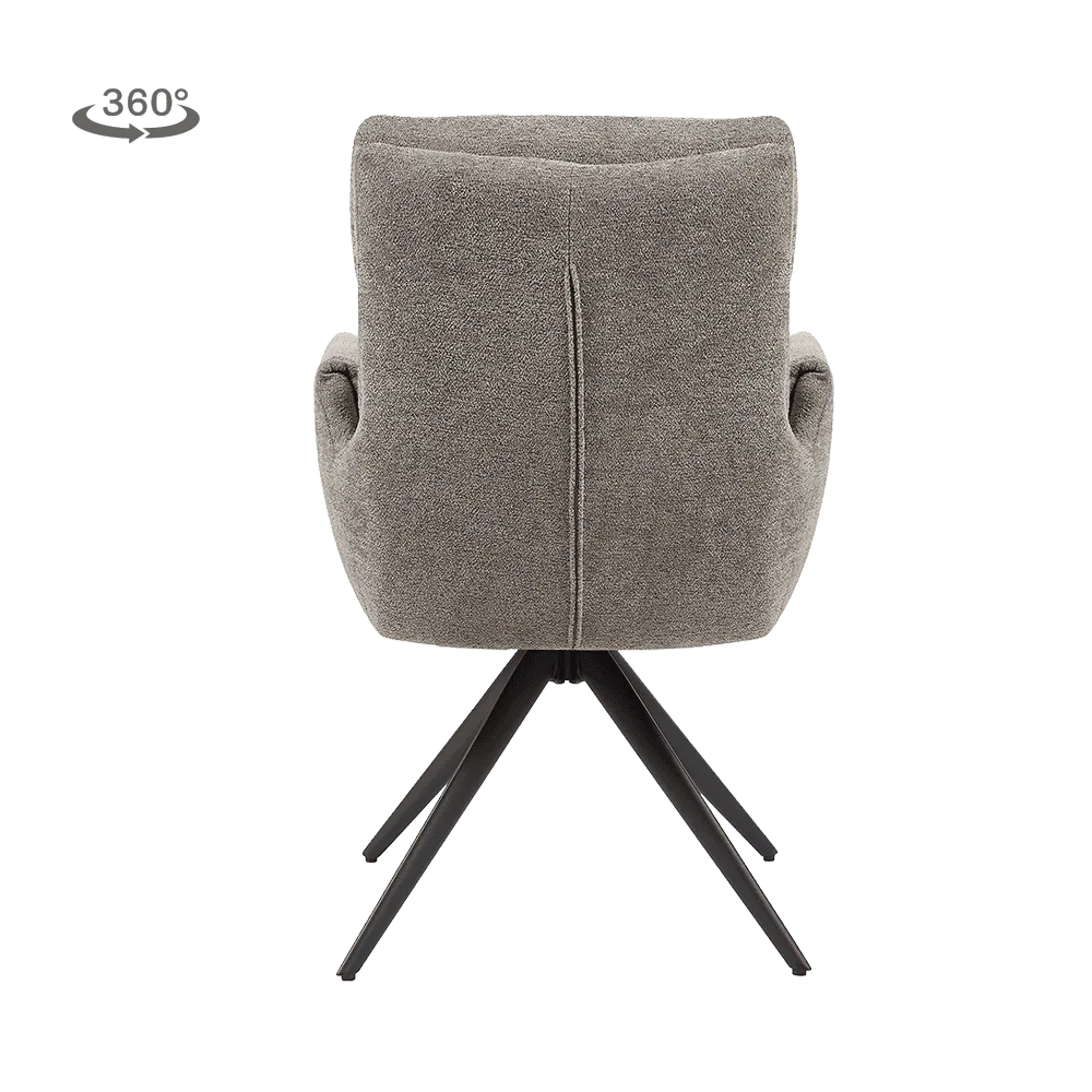 Der Varzo Sessel - Toro 45 mocca (drehbar) von hinten auf weißem Hintergrund - Tower Living