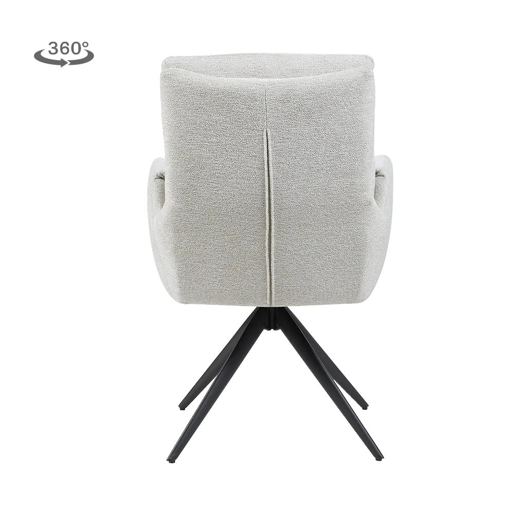 Der Varzo Armsessel - Toro 25 Cream (drehbar) von hinten auf weißem Hintergrund - Tower Living