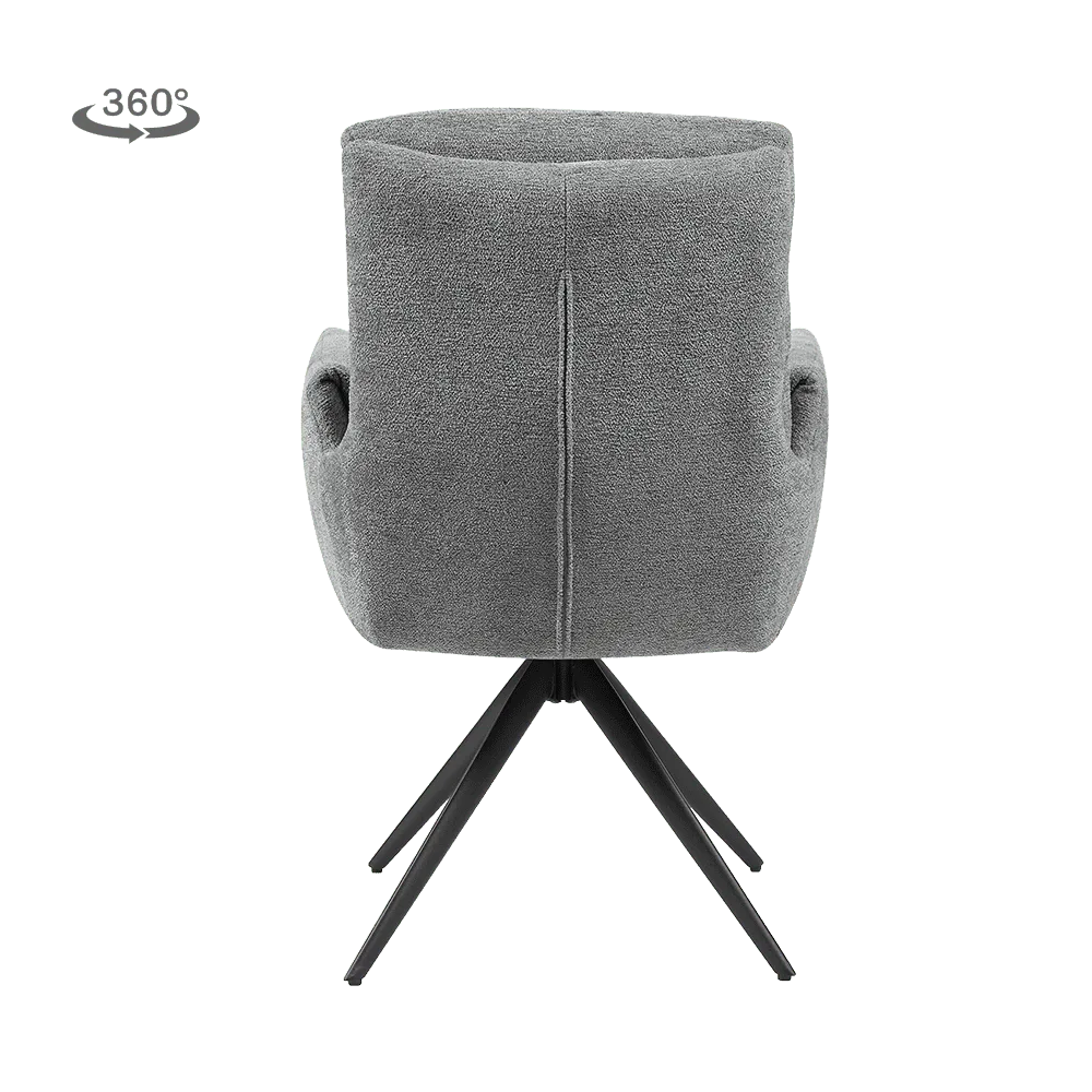 Der Varzo Sessel - Toro 5 grey (drehbar) von hinten in einer Studio-Einstellung - Tower Living