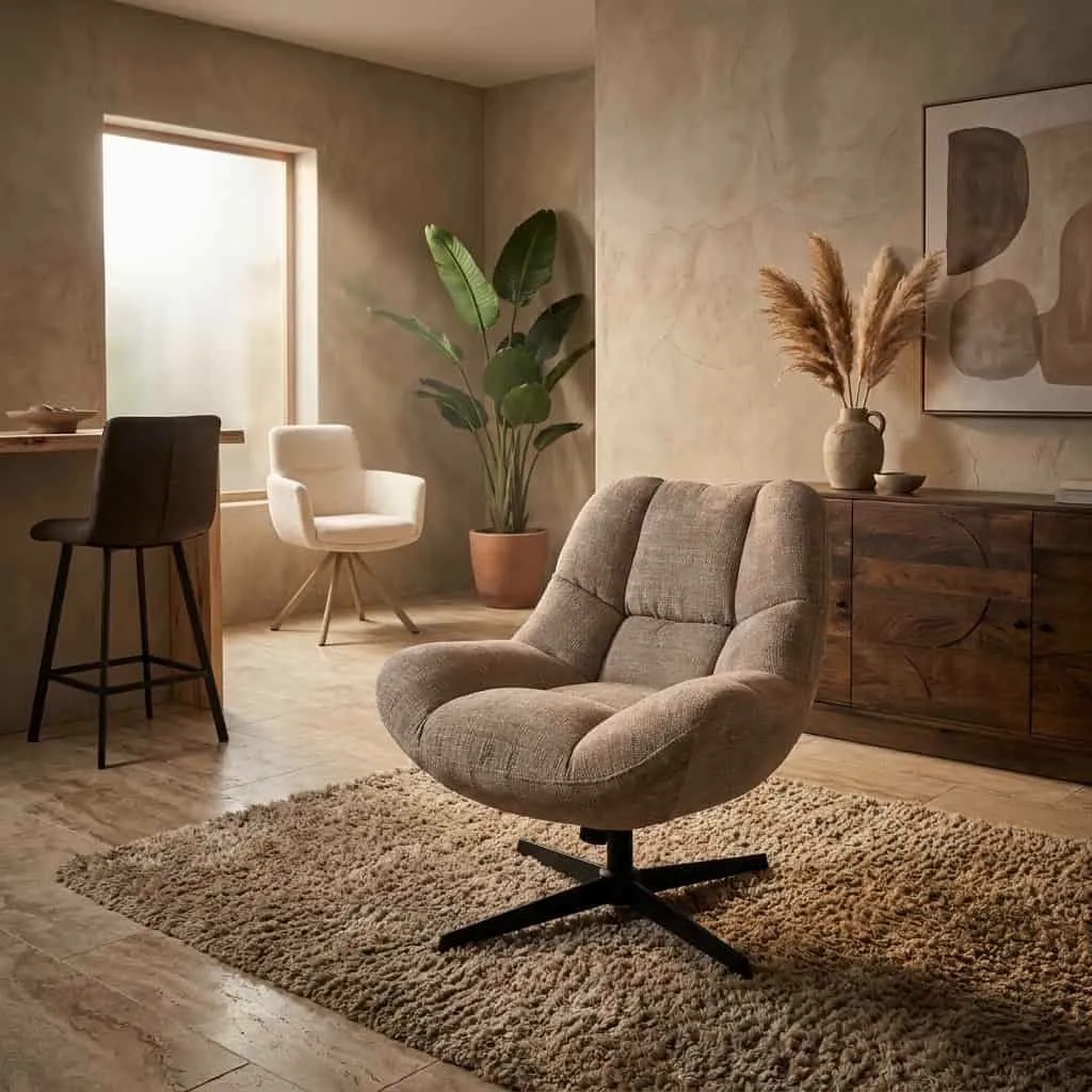 Draaifauteuil Chuck 360 + rock system Cremona Fur 24 - MySons
