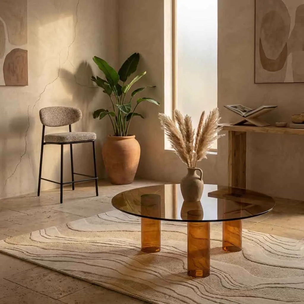 Coffee Table Aero Glass & Resin Brown - By-Boo
