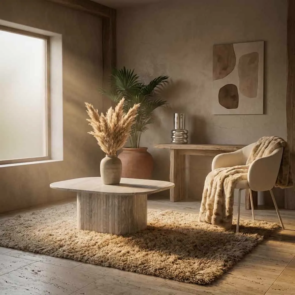 Salontafel Dorique Bruin Marmer & Mango hout - By-Boo