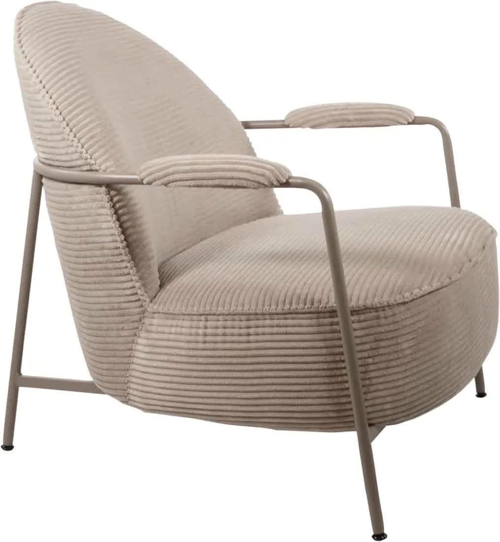 Armchair Elton Sand Frame Rib Sand - MySons