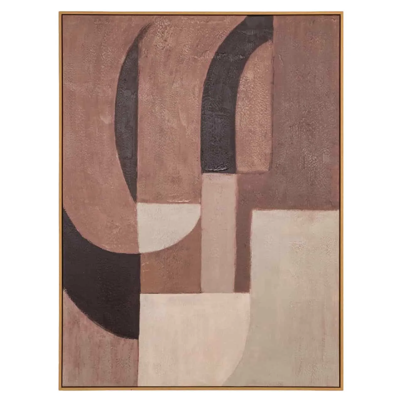 Abstrakte Wall art Tatu right brown mit geometrischen Formen in Braun- und Beigetönen, fotografiert vor weißem Hintergrund - Richmond Interiors
