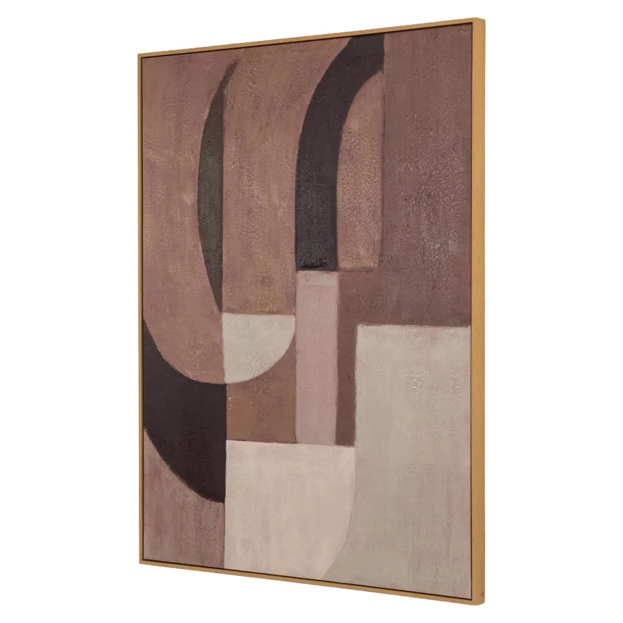 Wall art Tatu right brown mit abstrakten Formen in Braun- und Beigetönen, aus seitlicher Perspektive - Richmond Interiors