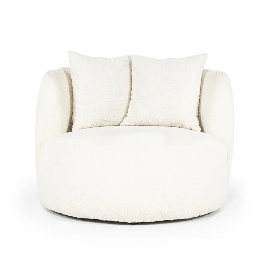 Sessel Louis mit Kissen - beige Spark auf weißem Hintergrund, von vorne fotografiert - Eleonora