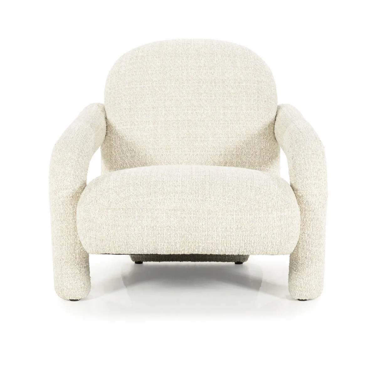 Sessel Monica - beige Asti auf weißem Hintergrund, von vorne fotografiert - Eleonora